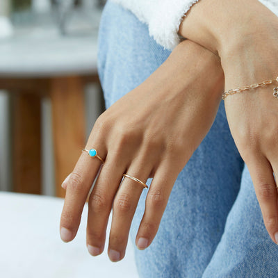 Gemstone Stacking Ring With Turquoise Jewelry Helen Ficalora 14k Yellow Gold 5