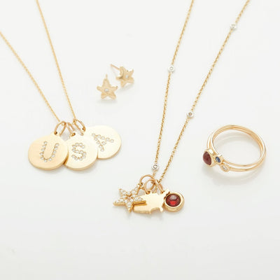 Birth Jewel Cabochon Charm With Garnet Jewelry Helen Ficalora 14k Yellow Gold