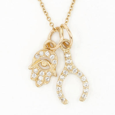 Hamsa Mini Charm Pavé Diamonds Jewelry Helen Ficalora 14k Yellow Gold For Necklaces And Bracelets