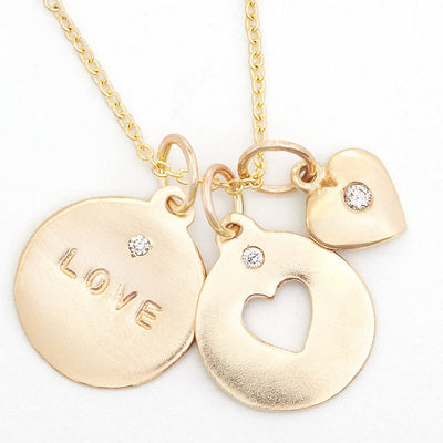 "Love" Diamond Necklace Charm - Helen Ficalora