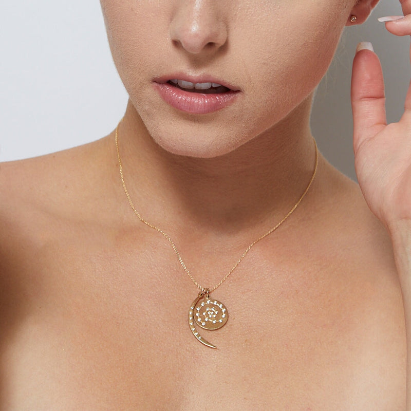 Large Crescent Moon Charm With 7 Diamonds Jewelry Helen Ficalora 14k Yellow Gold