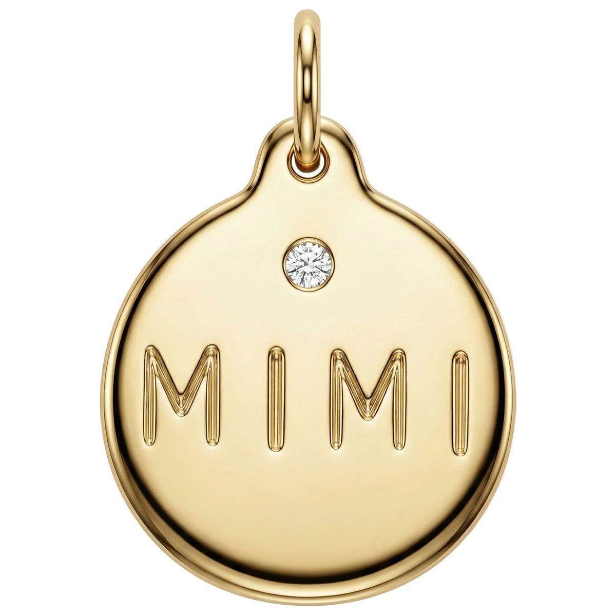 Solid 14k Gold Mimi Disk Charm with Diamond | Mimi Necklace