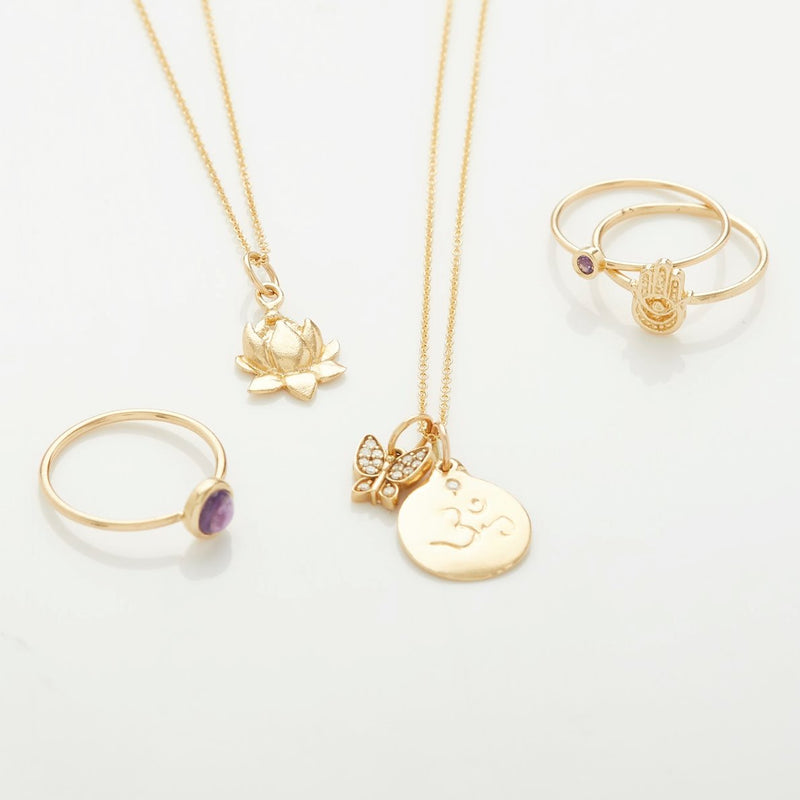 Om Disk Charm With Diamond Jewelry Helen Ficalora 14k Yellow Gold For Necklaces And Bracelets