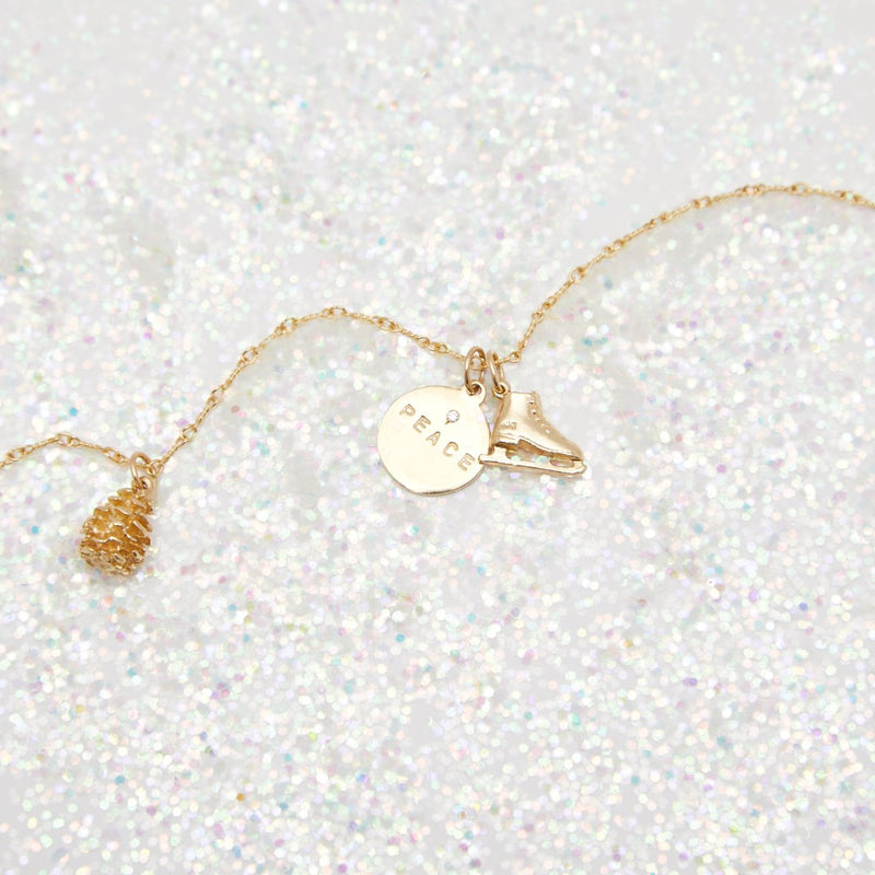 "Peace" Disk Charm With Diamond Jewelry Helen Ficalora 14k Yellow Gold For Necklaces And Bracelets