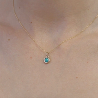 Birth Jewel Cabochon Charm With Turquoise Video on Model