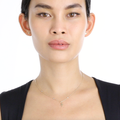 Helen Ficalora Cross Mini Charm With Diamond Video on Model
