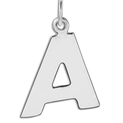 "A" Cutout Letter Charm Sterling Silver Jewelry For Necklaces And Bracelets From Helen Ficalora Every Letter And Initial Available