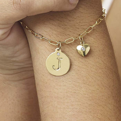 "M" Alphabet Charm 14k Yellow Gold With Diamond Jewelry For Necklaces And Bracelets From Helen Ficalora Every Letter And Initial Available