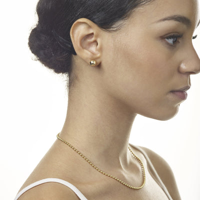 14K Solid Gold Ball Stud Earrings - Helen Ficalora