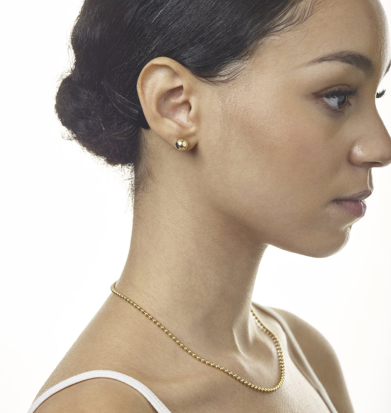 14K Solid Gold Ball Stud Earrings - Helen Ficalora