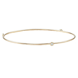 Bangle Bracelet 3 Diamonds Yellow Gold