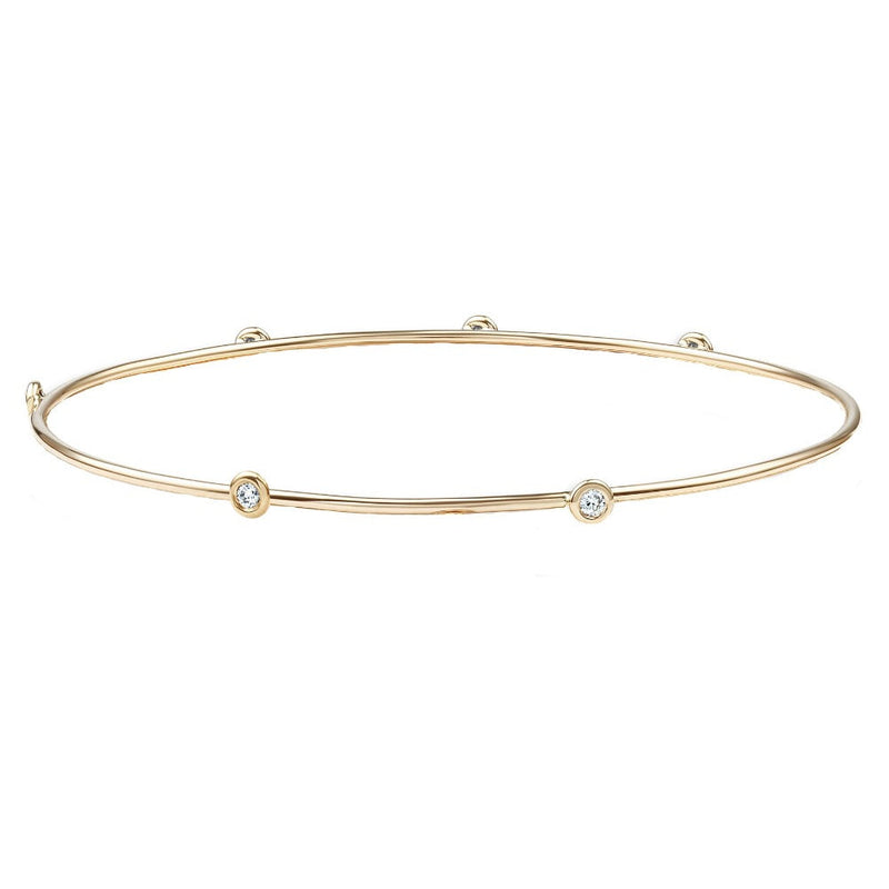 Bangle Bracelet 6 Diamonds Yellow Gold