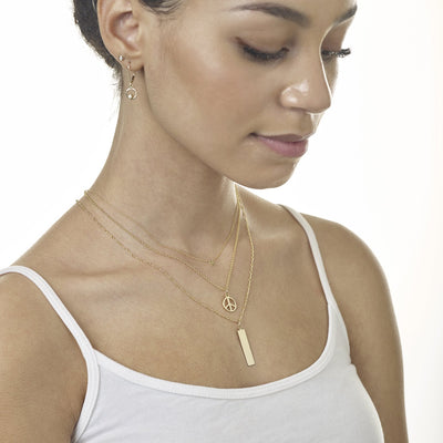 14K Gold Name Bar Charm - Vertical - Helen Ficalora