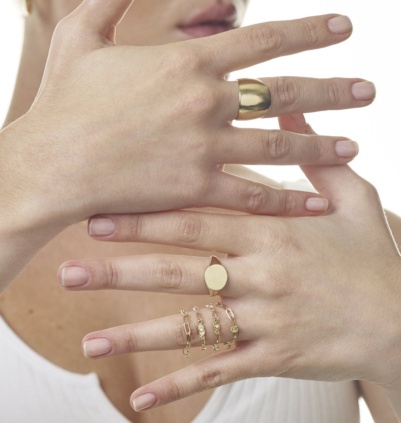 Helen Ficalora Gold Chain Ring with Diamond