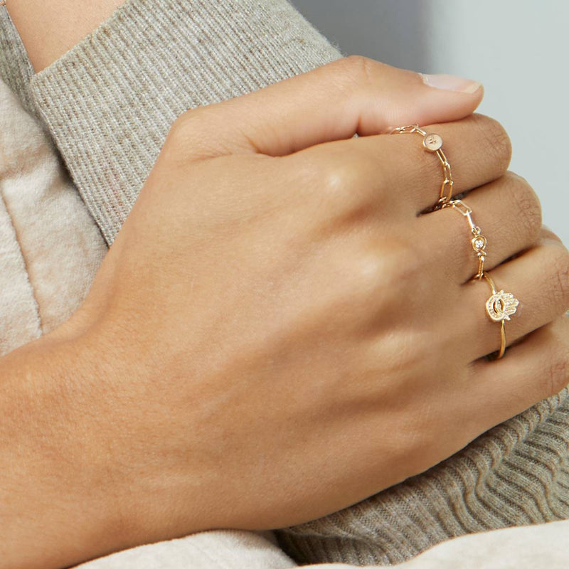 Helen Ficalora Gold Chain Ring with Diamond