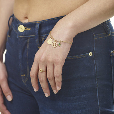 Helen Ficalora Gold Chain Link Charm Bracelet 14K Yellow Gold