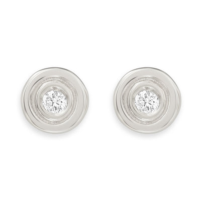 Double Ring Stud Earrings With Diamond Jewelry Helen Ficalora 14k White Gold