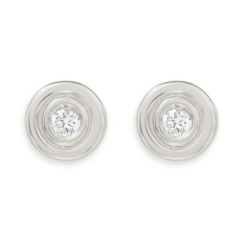 Double Ring Stud Earrings With Diamond Jewelry Helen Ficalora 14k White Gold