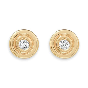 Double Ring Stud Earrings With Diamond Jewelry Helen Ficalora 14k Yellow Gold