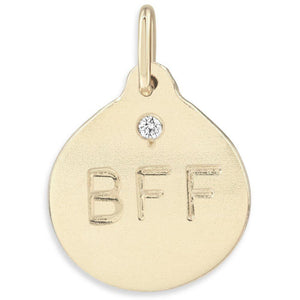 "BFF" Disk Charm With Diamond Jewelry Helen Ficalora 14k Yellow Gold For Necklaces And Bracelets