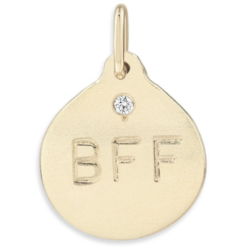 "BFF" Disk Charm With Diamond Jewelry Helen Ficalora 14k Yellow Gold For Necklaces And Bracelets