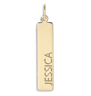 14K Gold Name Bar Charm - Vertical - Helen Ficalora