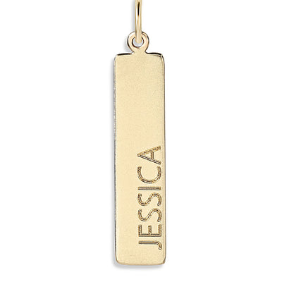 14K Gold Name Bar Charm - Vertical - Helen Ficalora