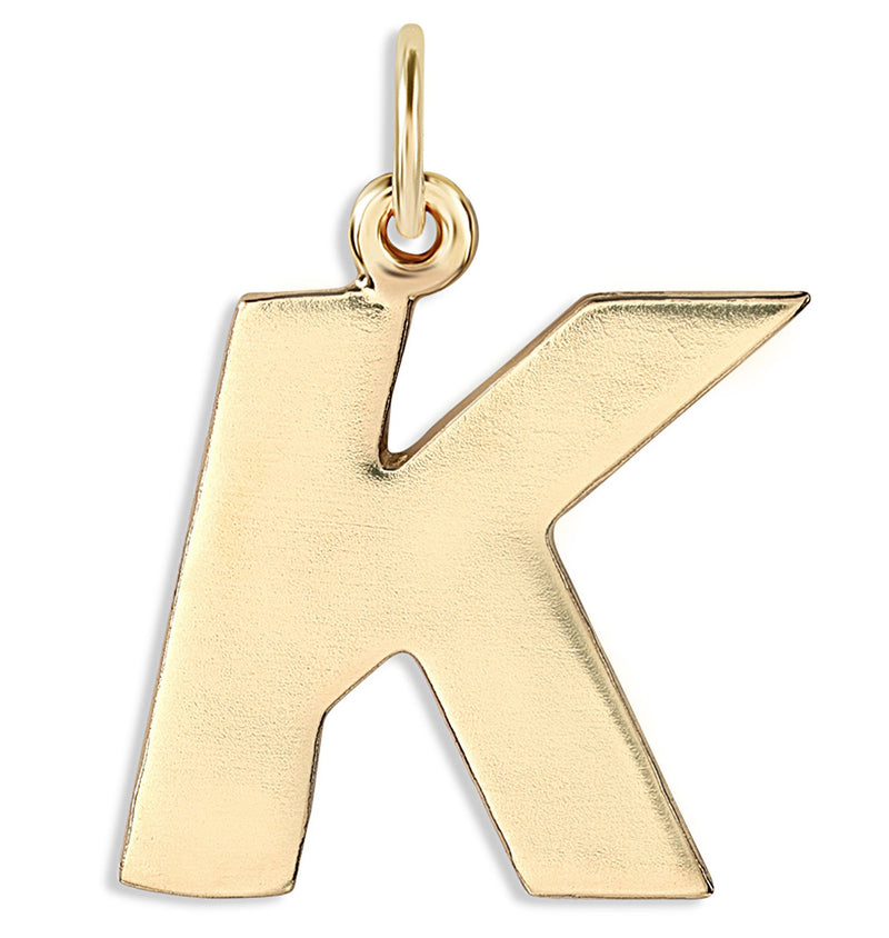 "K" Cutout Letter Charm 14k Yellow Gold Jewelry For Necklaces And Bracelets From Helen Ficalora Every Letter And Initial Available