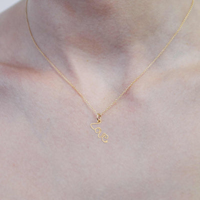 Wire Love Pendant in 14K Gold - Helen Ficalora
