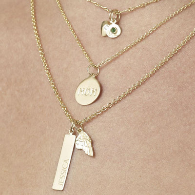 14K Gold Name Bar Charm - Vertical - Helen Ficalora