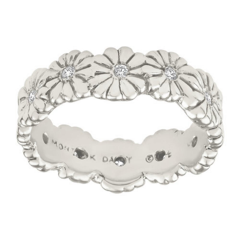 Helen Ficalora Daisy Flower Band Ring With Diamonds 14k White Gold