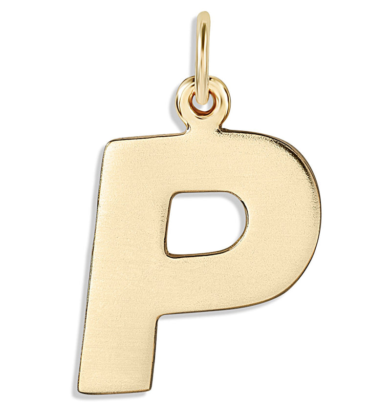 "P" Cutout Letter Charm 14k Yellow Gold Jewelry For Necklaces And Bracelets From Helen Ficalora Every Letter And Initial Available