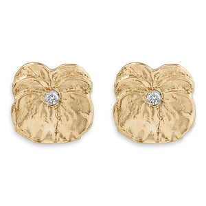 Pansy Stud Earrings With Diamond Jewelry Helen Ficalora 14k Yellow Gold