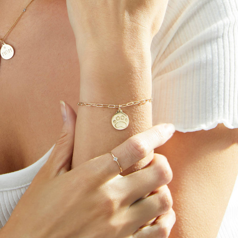 Helen Ficalora Gold Paw Print Charm With Diamond