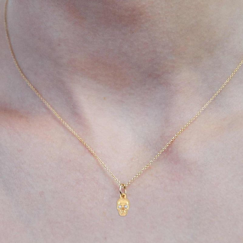 Skull Mini Charm With Diamonds Jewelry Helen Ficalora 14k Yellow Gold For Necklaces And Bracelets