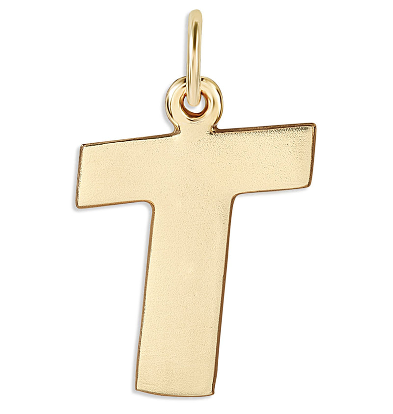 "T" Cutout Letter Charm 14k Yellow Gold Jewelry For Necklaces And Bracelets From Helen Ficalora Every Letter And Initial Available
