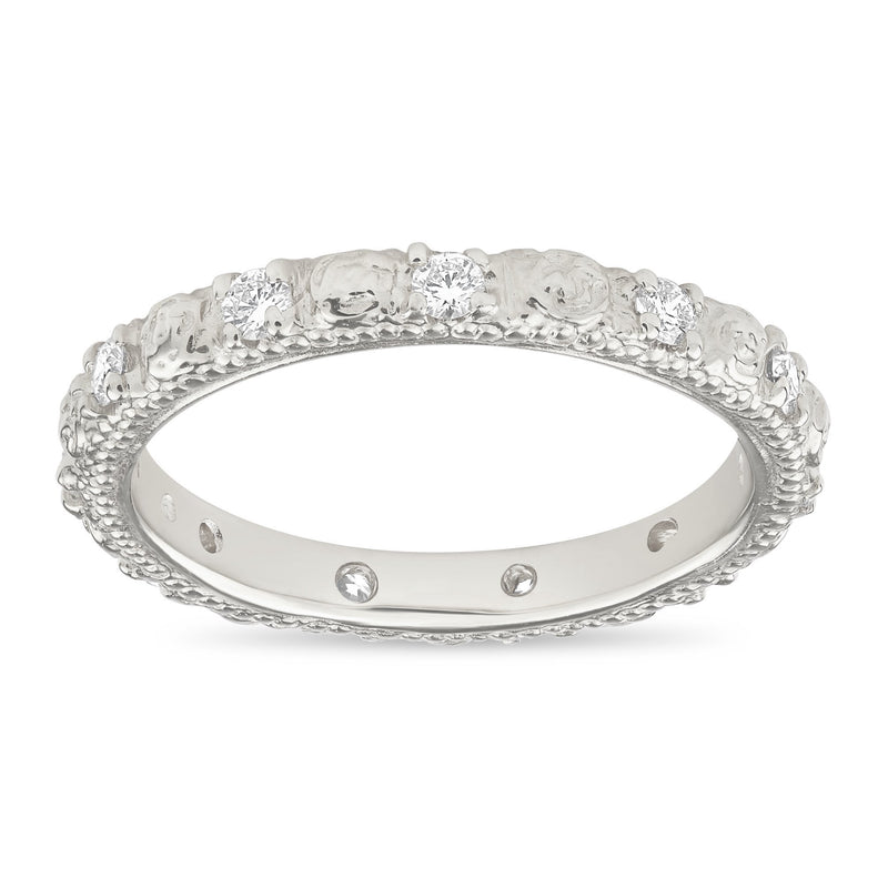 Helen Ficalora Rose Flower Diamond Ring in 14k White Gold