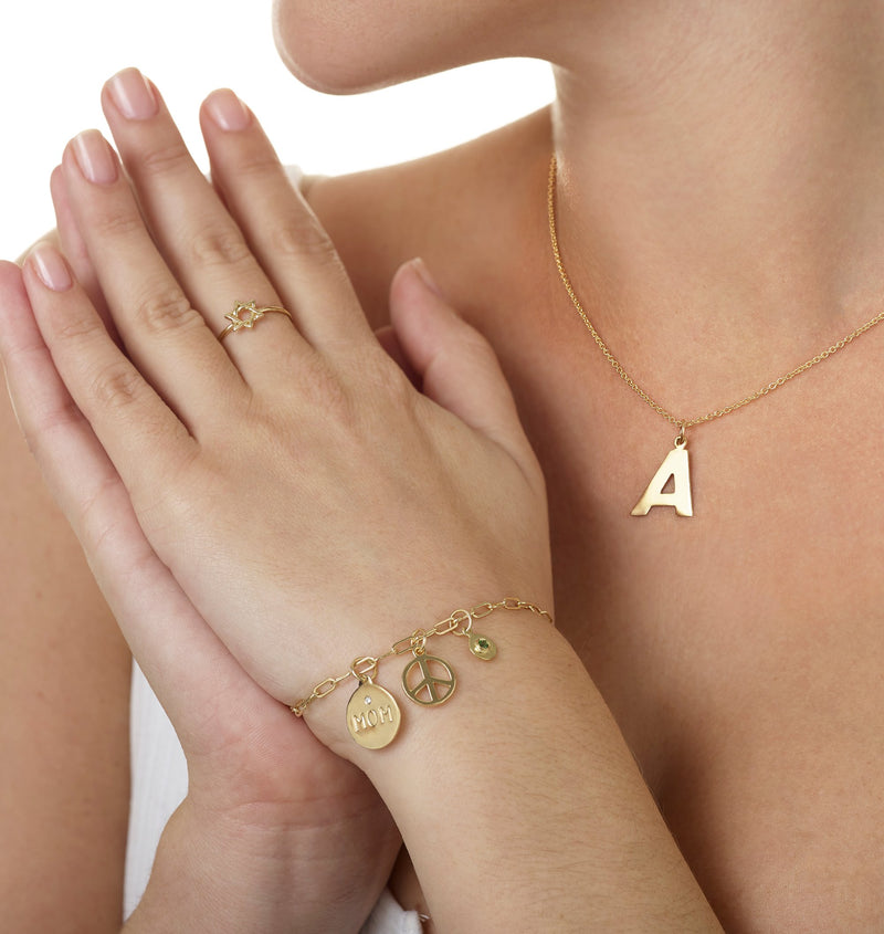 "Mom" Disk Charm With Diamond Jewelry Helen Ficalora 14k Yellow Gold For Necklaces And Bracelets