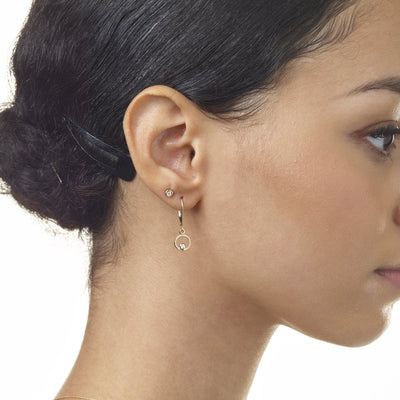 Helen Ficalora Gold Circle Dangle Earrings With Diamond