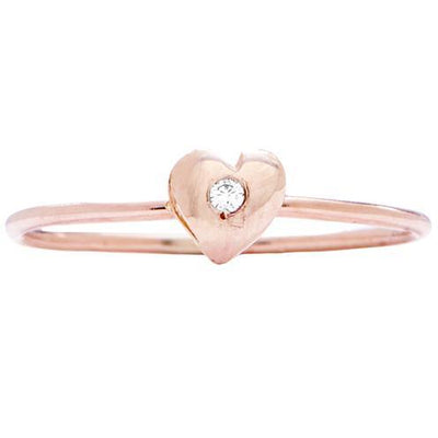 Stackable Small Heart Diamond Ring - Helen Ficalora
