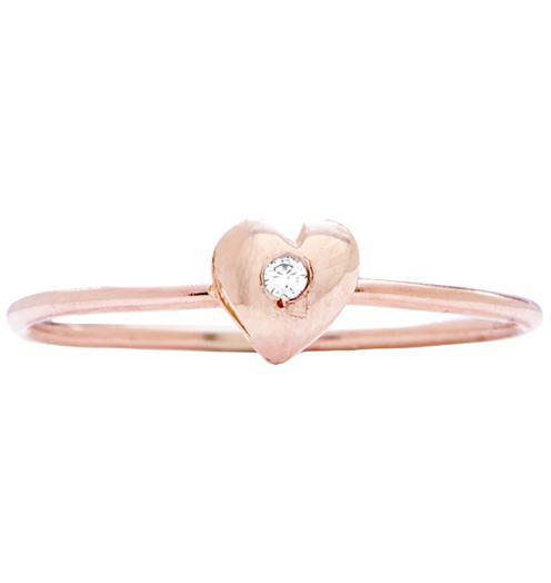 Stackable Small Heart Diamond Ring - Helen Ficalora