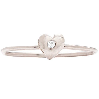 Stackable Small Heart Diamond Ring - Helen Ficalora