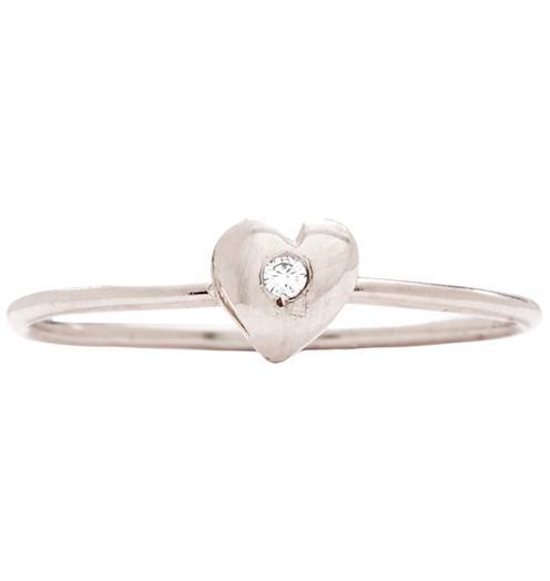 Stackable Small Heart Diamond Ring - Helen Ficalora