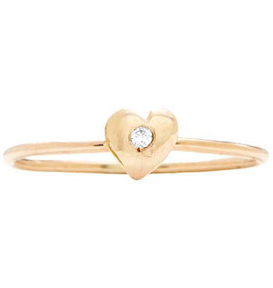 Stackable Small Heart Diamond Ring - Helen Ficalora