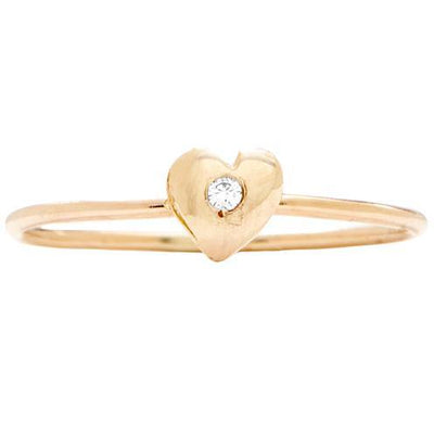 Stackable Small Heart Diamond Ring - Helen Ficalora