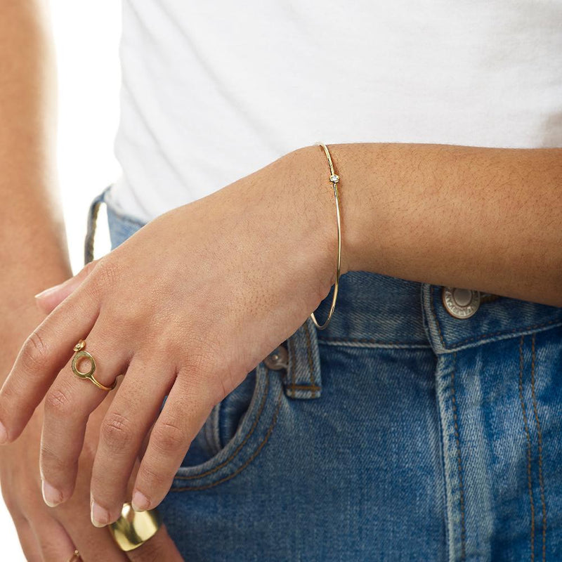 Helen Ficalora Gold Bangle Bracelet Set With Diamonds
