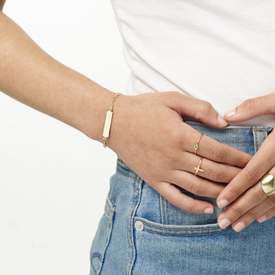 Helen Ficalora 14K Solid Gold Bar Name Bracelet