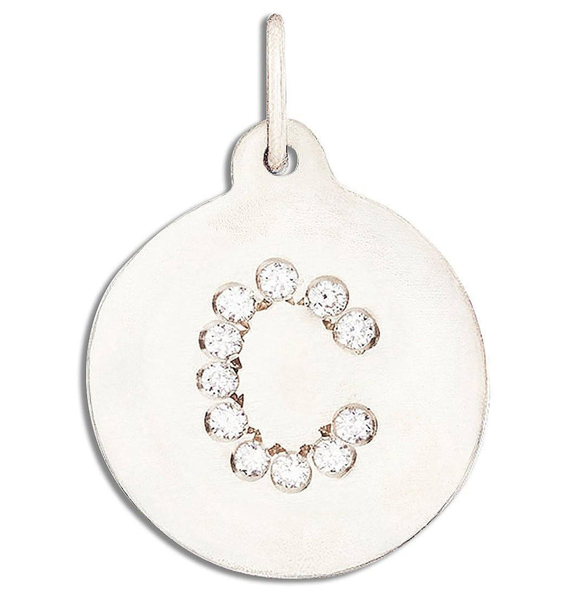 "C" Alphabet Charm 14k White Gold Pavé Diamond Jewelry For Necklaces And Bracelets From Helen Ficalora Every Letter And Initial Available