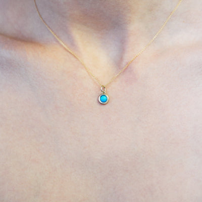 Helen Ficalora Cabochon Gold Turquoise Stone Pendant
