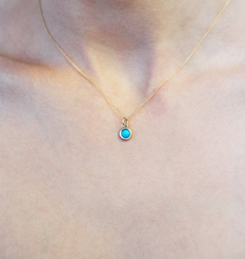 Helen Ficalora Cabochon Gold Turquoise Stone Pendant